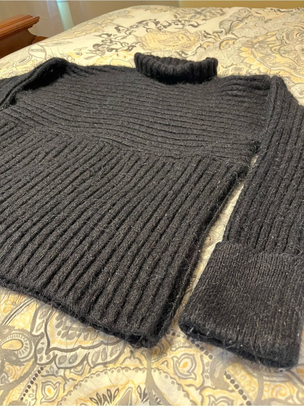 Wonderly Ribbed Mock Neck Sweater Black - Size M